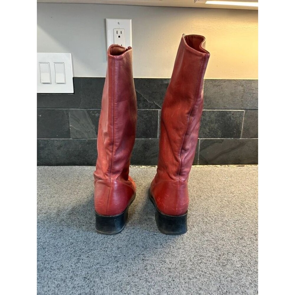 Markon Red Leather Heeled Boots 9.5 - Picture 2 of 4